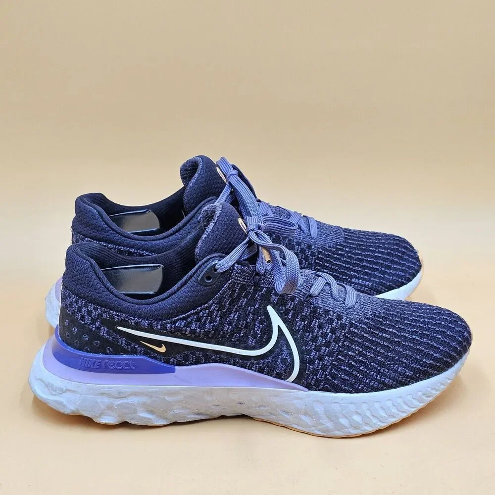 Nike React Infinity Run Flyknit 3 Womens Shoes Style DD3024 Purple/White Sz 10